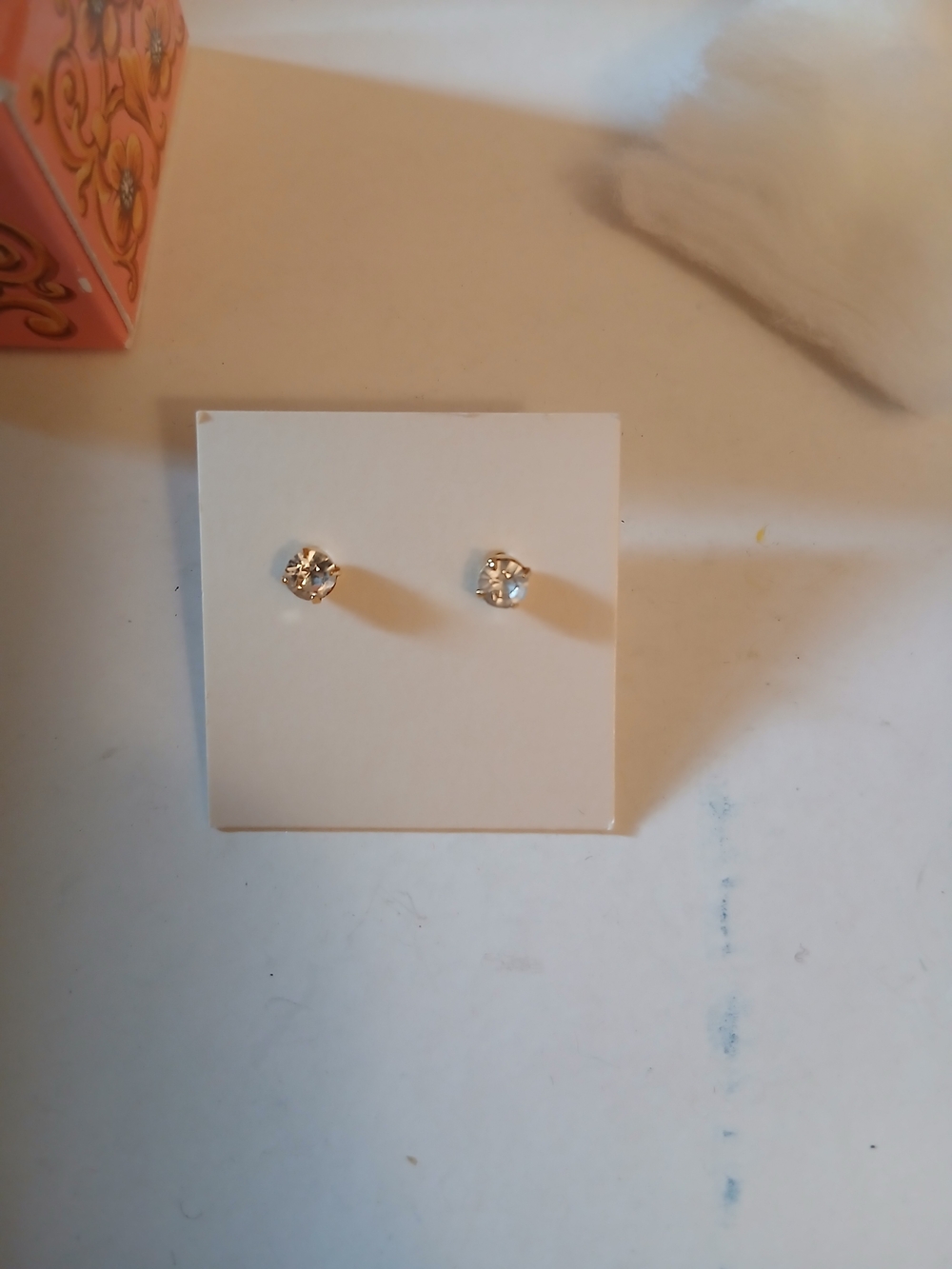 Avon Silver-Tone Clear Crystal Stud Earrings